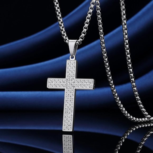 Men Stainless Steel Crucifix Cross Jesus Christ Pendant Necklace - Picture 2 of 9